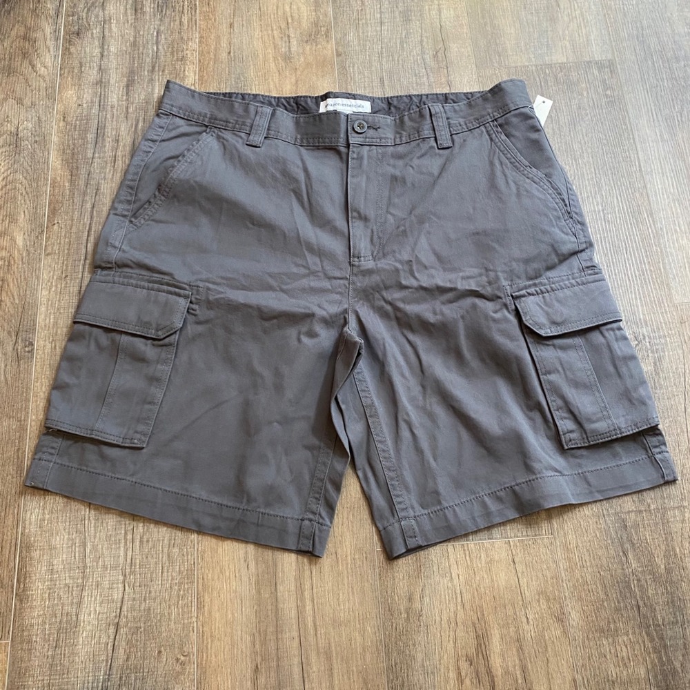 Amazon Essentials Mens 38 Cargo Shorts Bundle 2 Pack Black Grey Cotton New - Picture 3 of 9